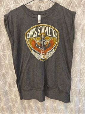 Chris Stapleton Bella Canvas Dark Gray Tee with Yellow and White Graphic